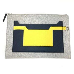 HERMES Pouch To Doo 29 Cluch Bag Clutch bag felt / Epsom Gray x Yellow